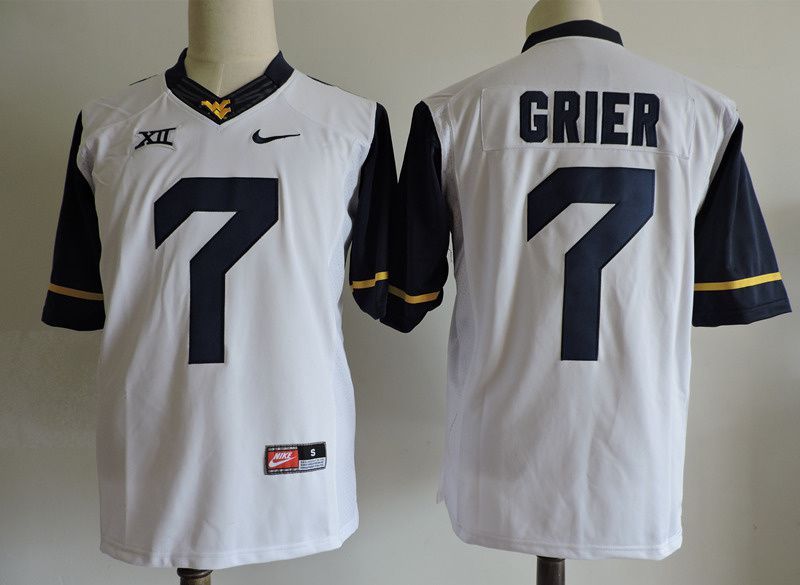 Men West Virginia Mountaineers #7 Grier White Nike 2025 NCAA Jersey